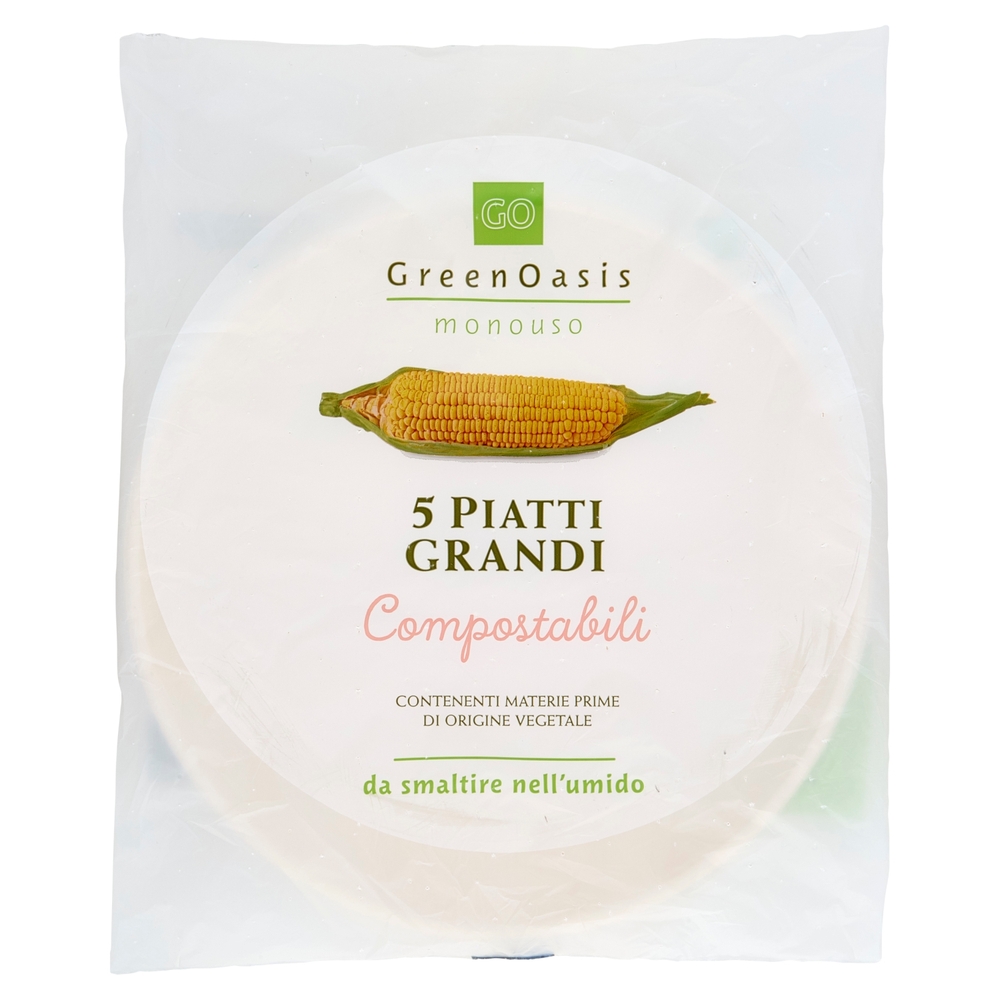 5 Piatti Grandi Compostabili Green Oasis